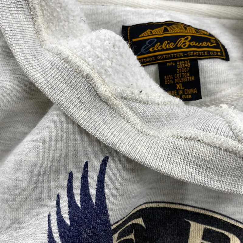 【中古品】【メンズ】 EDDIE BAUER エディー バウアー 黒タグ 90SS BIRD SWEATSHIRT バード スウェット シャツ トップス 長袖 146-260609-ya-02-izu サイズ：XL カラー：グレー 万代Net店