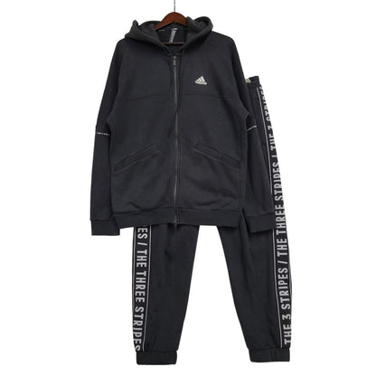 【中古品】【メンズ】 adidas アディダス LOOSEFIT SWEAT SET UP IK7357 IK7340 ルーズフィット スウェット セットアップ 148-260610-as-16-izu サイズ：L カラー：ブラック 万代Net店