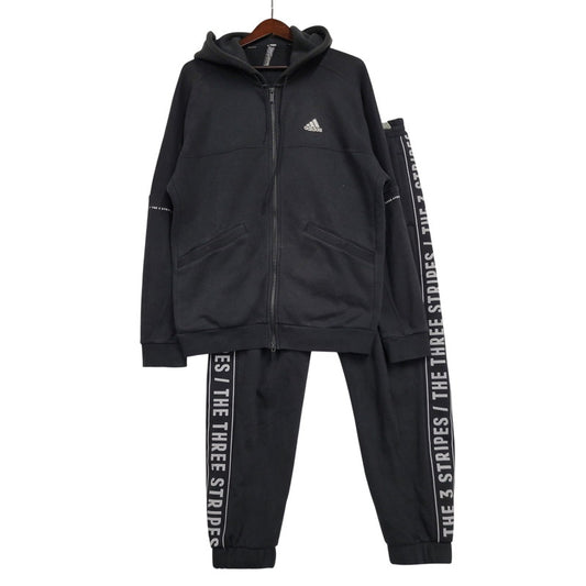 【中古品】【メンズ】 adidas アディダス LOOSEFIT SWEAT SET UP IK7357 IK7340 ルーズフィット スウェット セットアップ 148-260610-as-16-izu サイズ：L カラー：ブラック 万代Net店