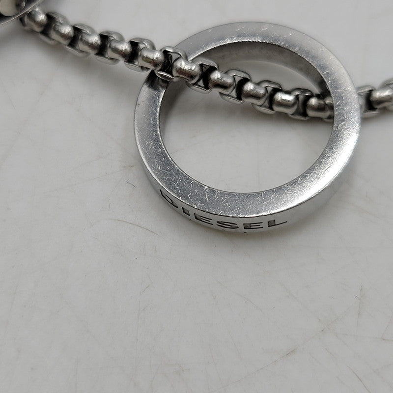 【中古品】【メンズ/レディース】 DIESEL ディーゼル DOUBLE RING NECKLACE DX1168040 ダブルリング ネックレス アクセサリー 192-260618-as-14-izu カラー：シルバー 万代Net店