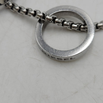 【中古品】【メンズ/レディース】 DIESEL ディーゼル DOUBLE RING NECKLACE DX1168040 ダブルリング ネックレス アクセサリー 192-260618-as-14-izu カラー：シルバー 万代Net店