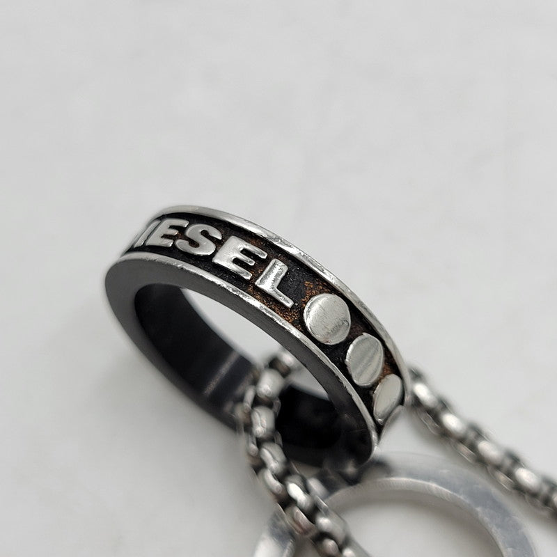 【中古品】【メンズ/レディース】 DIESEL ディーゼル DOUBLE RING NECKLACE DX1168040 ダブルリング ネックレス アクセサリー 192-260618-as-14-izu カラー：シルバー 万代Net店