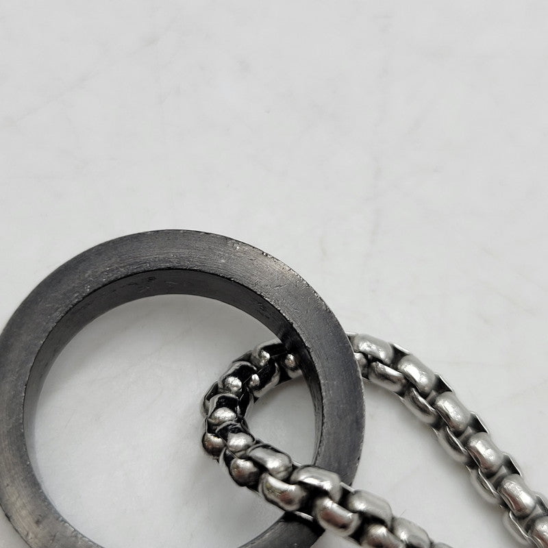 【中古品】【メンズ/レディース】 DIESEL ディーゼル DOUBLE RING NECKLACE DX1168040 ダブルリング ネックレス アクセサリー 192-260618-as-14-izu カラー：シルバー 万代Net店