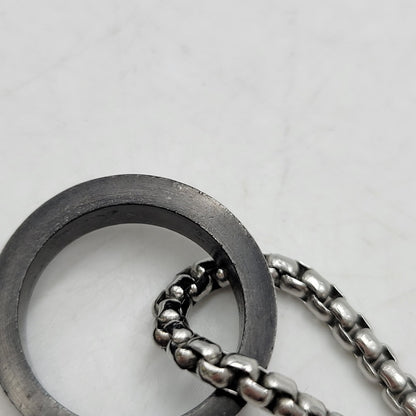 【中古品】【メンズ/レディース】 DIESEL ディーゼル DOUBLE RING NECKLACE DX1168040 ダブルリング ネックレス アクセサリー 192-260618-as-14-izu カラー：シルバー 万代Net店