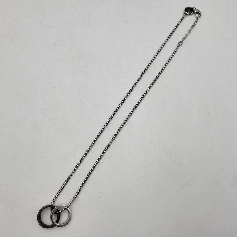 【中古品】【メンズ/レディース】 DIESEL ディーゼル DOUBLE RING NECKLACE DX1168040 ダブルリング ネックレス アクセサリー 192-260618-as-14-izu カラー：シルバー 万代Net店