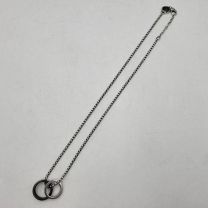 【中古品】【メンズ/レディース】 DIESEL ディーゼル DOUBLE RING NECKLACE DX1168040 ダブルリング ネックレス アクセサリー 192-260618-as-14-izu カラー：シルバー 万代Net店