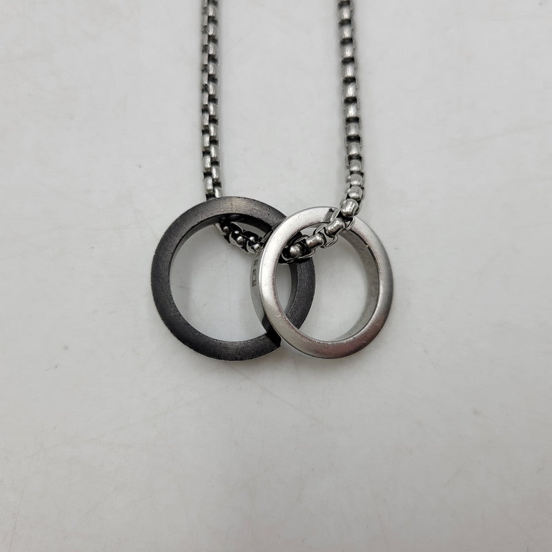 【中古品】【メンズ/レディース】 DIESEL ディーゼル DOUBLE RING NECKLACE DX1168040 ダブルリング ネックレス アクセサリー 192-260618-as-14-izu カラー：シルバー 万代Net店