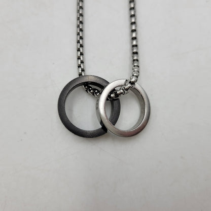 【中古品】【メンズ/レディース】 DIESEL ディーゼル DOUBLE RING NECKLACE DX1168040 ダブルリング ネックレス アクセサリー 192-260618-as-14-izu カラー：シルバー 万代Net店