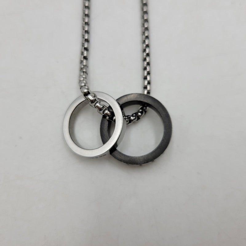 【中古品】【メンズ/レディース】 DIESEL ディーゼル DOUBLE RING NECKLACE DX1168040 ダブルリング ネックレス アクセサリー 192-260618-as-14-izu カラー：シルバー 万代Net店