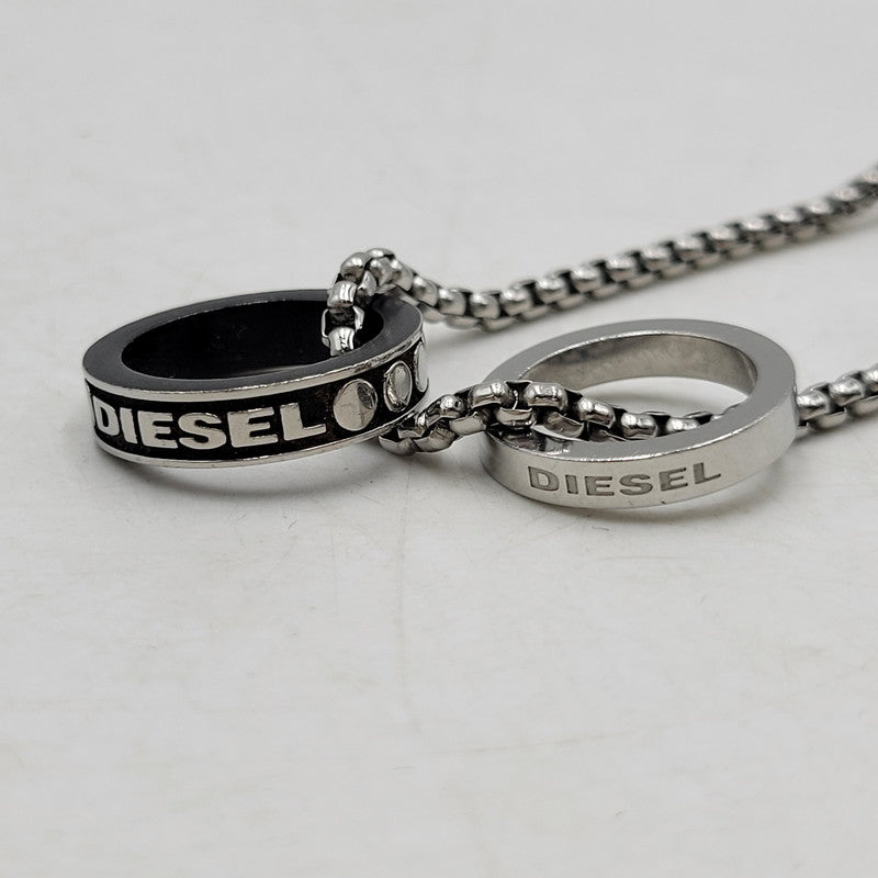 【中古品】【メンズ/レディース】 DIESEL ディーゼル DOUBLE RING NECKLACE DX1168040 ダブルリング ネックレス アクセサリー 192-260618-as-14-izu カラー：シルバー 万代Net店