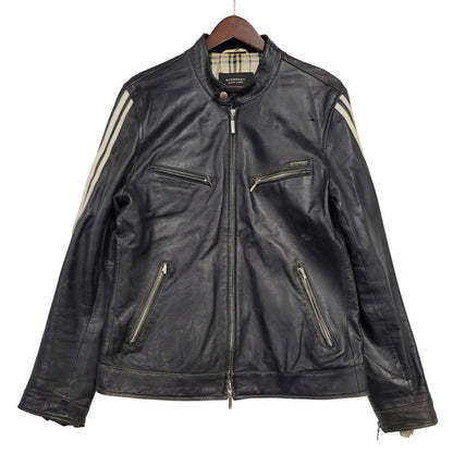 【現状渡し品】【メンズ】 BURBERRY BLACK LABEL バーバリーブラックレーベル BMP07-308-09 SHEEPSKIN SIDELINE JACKET シープスキン サイドライン ジャケット アウター 141-260613-ya-01-izu サイズ：L カラー：ブラック 万代Net店