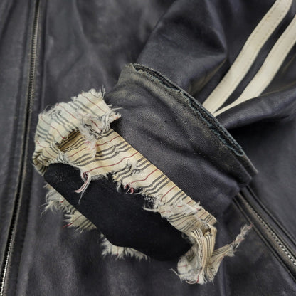 【現状渡し品】【メンズ】 BURBERRY BLACK LABEL バーバリーブラックレーベル BMP07-308-09 SHEEPSKIN SIDELINE JACKET シープスキン サイドライン ジャケット アウター 141-260613-ya-01-izu サイズ：L カラー：ブラック 万代Net店