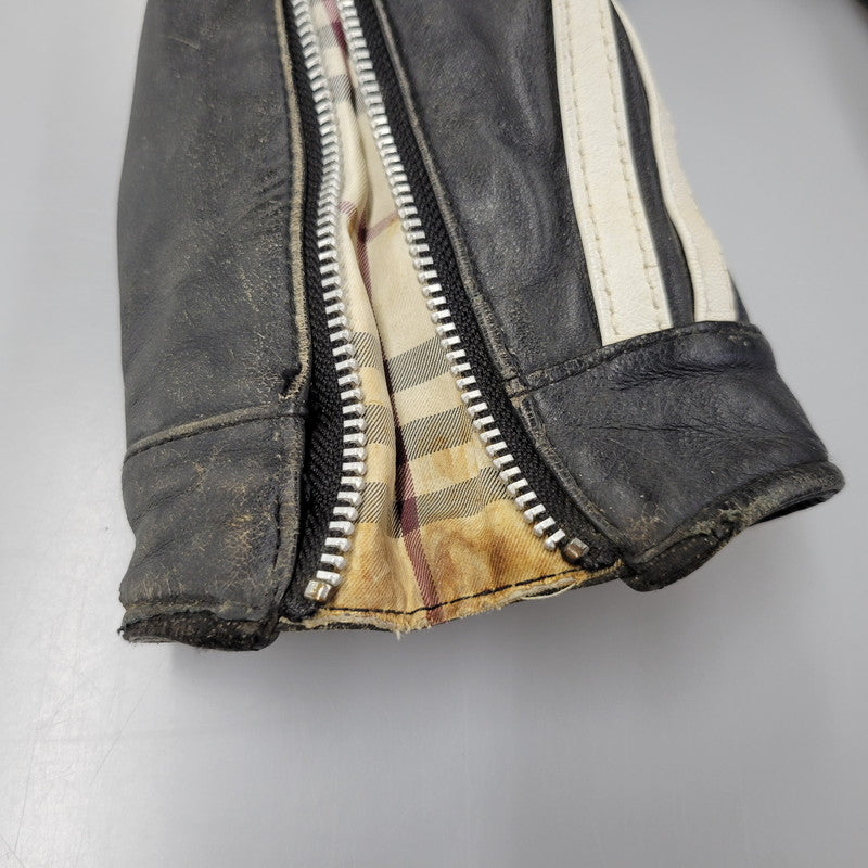 【現状渡し品】【メンズ】 BURBERRY BLACK LABEL バーバリーブラックレーベル BMP07-308-09 SHEEPSKIN SIDELINE JACKET シープスキン サイドライン ジャケット アウター 141-260613-ya-01-izu サイズ：L カラー：ブラック 万代Net店