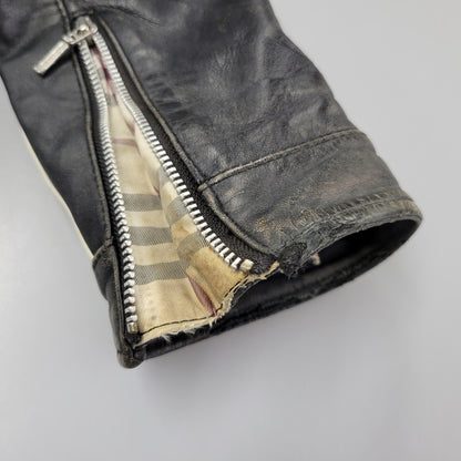 【現状渡し品】【メンズ】 BURBERRY BLACK LABEL バーバリーブラックレーベル BMP07-308-09 SHEEPSKIN SIDELINE JACKET シープスキン サイドライン ジャケット アウター 141-260613-ya-01-izu サイズ：L カラー：ブラック 万代Net店