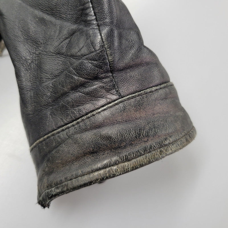 【現状渡し品】【メンズ】 BURBERRY BLACK LABEL バーバリーブラックレーベル BMP07-308-09 SHEEPSKIN SIDELINE JACKET シープスキン サイドライン ジャケット アウター 141-260613-ya-01-izu サイズ：L カラー：ブラック 万代Net店