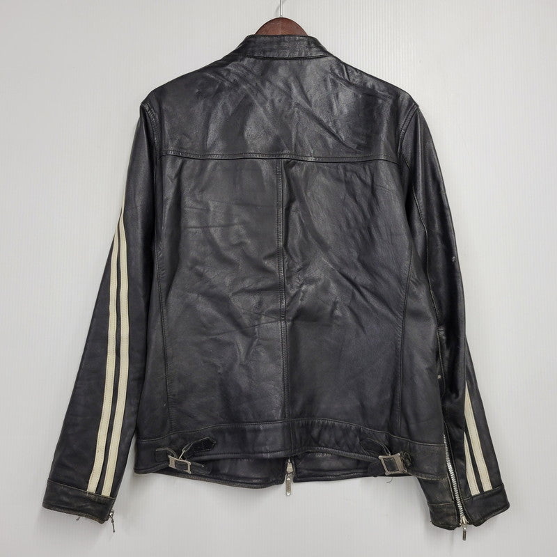 【現状渡し品】【メンズ】 BURBERRY BLACK LABEL バーバリーブラックレーベル BMP07-308-09 SHEEPSKIN SIDELINE JACKET シープスキン サイドライン ジャケット アウター 141-260613-ya-01-izu サイズ：L カラー：ブラック 万代Net店