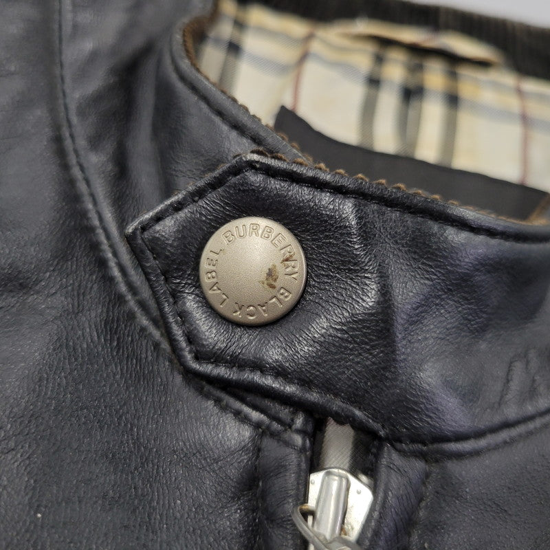 【現状渡し品】【メンズ】 BURBERRY BLACK LABEL バーバリーブラックレーベル BMP07-308-09 SHEEPSKIN SIDELINE JACKET シープスキン サイドライン ジャケット アウター 141-260613-ya-01-izu サイズ：L カラー：ブラック 万代Net店