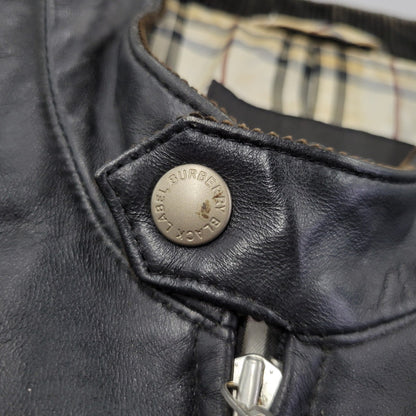 【現状渡し品】【メンズ】 BURBERRY BLACK LABEL バーバリーブラックレーベル BMP07-308-09 SHEEPSKIN SIDELINE JACKET シープスキン サイドライン ジャケット アウター 141-260613-ya-01-izu サイズ：L カラー：ブラック 万代Net店