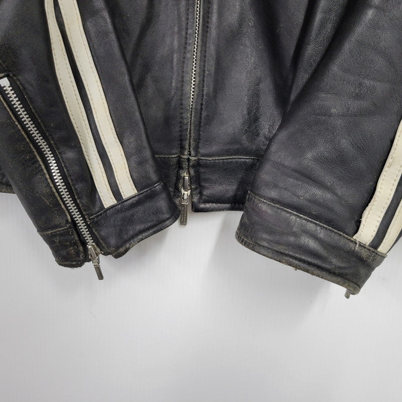【現状渡し品】【メンズ】 BURBERRY BLACK LABEL バーバリーブラックレーベル BMP07-308-09 SHEEPSKIN SIDELINE JACKET シープスキン サイドライン ジャケット アウター 141-260613-ya-01-izu サイズ：L カラー：ブラック 万代Net店