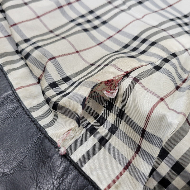 【現状渡し品】【メンズ】 BURBERRY BLACK LABEL バーバリーブラックレーベル BMP07-308-09 SHEEPSKIN SIDELINE JACKET シープスキン サイドライン ジャケット アウター 141-260613-ya-01-izu サイズ：L カラー：ブラック 万代Net店