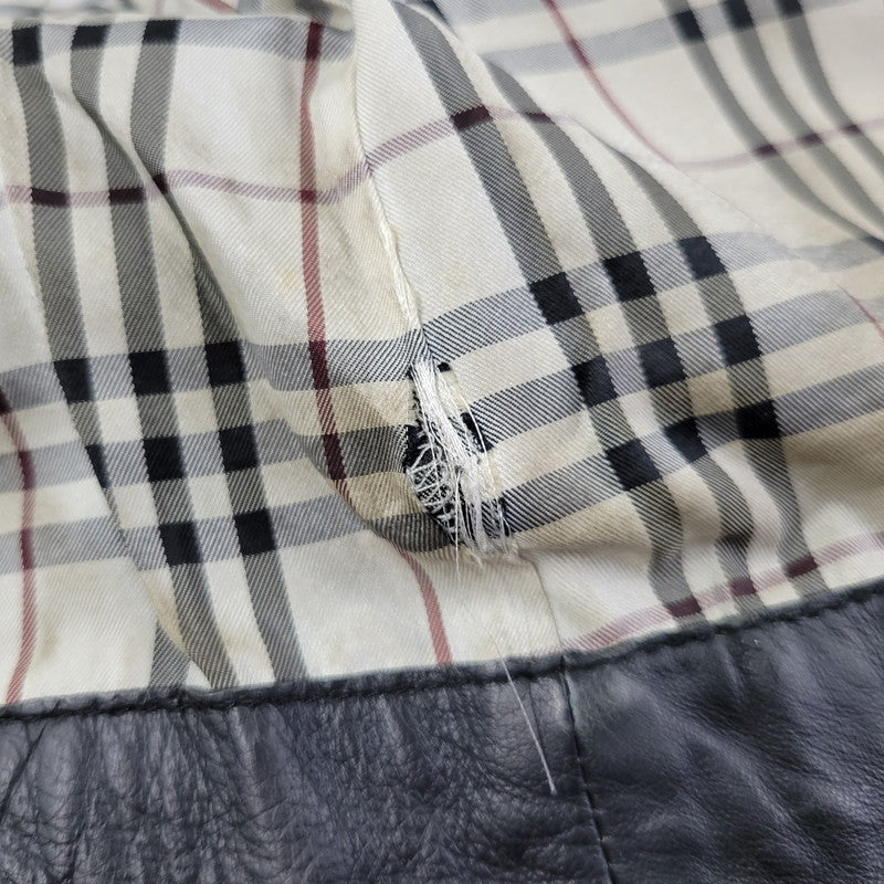 【現状渡し品】【メンズ】 BURBERRY BLACK LABEL バーバリーブラックレーベル BMP07-308-09 SHEEPSKIN SIDELINE JACKET シープスキン サイドライン ジャケット アウター 141-260613-ya-01-izu サイズ：L カラー：ブラック 万代Net店