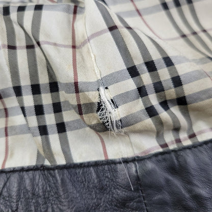 【現状渡し品】【メンズ】 BURBERRY BLACK LABEL バーバリーブラックレーベル BMP07-308-09 SHEEPSKIN SIDELINE JACKET シープスキン サイドライン ジャケット アウター 141-260613-ya-01-izu サイズ：L カラー：ブラック 万代Net店
