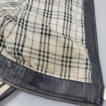 【現状渡し品】【メンズ】 BURBERRY BLACK LABEL バーバリーブラックレーベル BMP07-308-09 SHEEPSKIN SIDELINE JACKET シープスキン サイドライン ジャケット アウター 141-260613-ya-01-izu サイズ：L カラー：ブラック 万代Net店