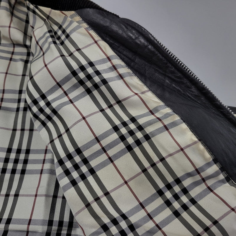 【現状渡し品】【メンズ】 BURBERRY BLACK LABEL バーバリーブラックレーベル BMP07-308-09 SHEEPSKIN SIDELINE JACKET シープスキン サイドライン ジャケット アウター 141-260613-ya-01-izu サイズ：L カラー：ブラック 万代Net店