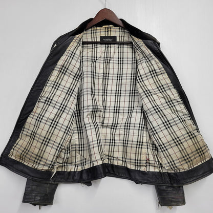 【現状渡し品】【メンズ】 BURBERRY BLACK LABEL バーバリーブラックレーベル BMP07-308-09 SHEEPSKIN SIDELINE JACKET シープスキン サイドライン ジャケット アウター 141-260613-ya-01-izu サイズ：L カラー：ブラック 万代Net店