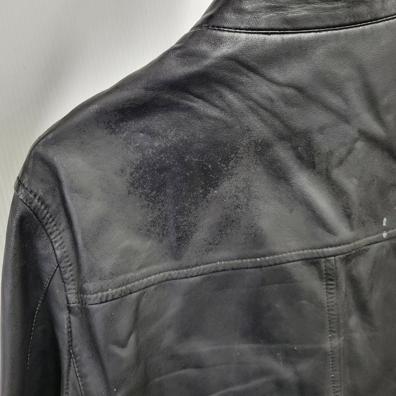 【現状渡し品】【メンズ】 BURBERRY BLACK LABEL バーバリーブラックレーベル BMP07-308-09 SHEEPSKIN SIDELINE JACKET シープスキン サイドライン ジャケット アウター 141-260613-ya-01-izu サイズ：L カラー：ブラック 万代Net店