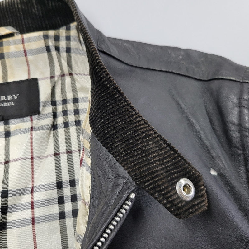 【現状渡し品】【メンズ】 BURBERRY BLACK LABEL バーバリーブラックレーベル BMP07-308-09 SHEEPSKIN SIDELINE JACKET シープスキン サイドライン ジャケット アウター 141-260613-ya-01-izu サイズ：L カラー：ブラック 万代Net店