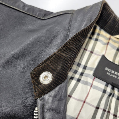 【現状渡し品】【メンズ】 BURBERRY BLACK LABEL バーバリーブラックレーベル BMP07-308-09 SHEEPSKIN SIDELINE JACKET シープスキン サイドライン ジャケット アウター 141-260613-ya-01-izu サイズ：L カラー：ブラック 万代Net店