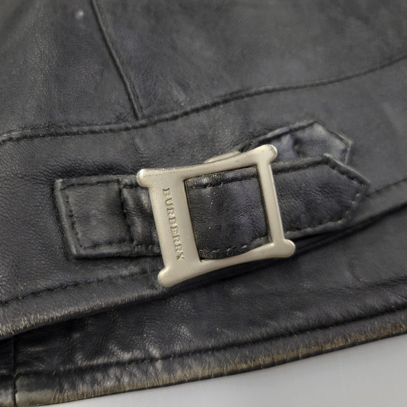 【現状渡し品】【メンズ】 BURBERRY BLACK LABEL バーバリーブラックレーベル BMP07-308-09 SHEEPSKIN SIDELINE JACKET シープスキン サイドライン ジャケット アウター 141-260613-ya-01-izu サイズ：L カラー：ブラック 万代Net店