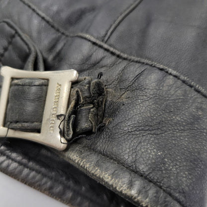 【現状渡し品】【メンズ】 BURBERRY BLACK LABEL バーバリーブラックレーベル BMP07-308-09 SHEEPSKIN SIDELINE JACKET シープスキン サイドライン ジャケット アウター 141-260613-ya-01-izu サイズ：L カラー：ブラック 万代Net店