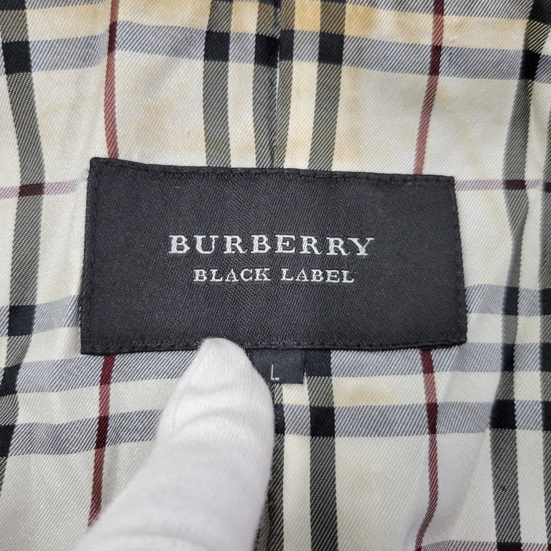 【現状渡し品】【メンズ】 BURBERRY BLACK LABEL バーバリーブラックレーベル BMP07-308-09 SHEEPSKIN SIDELINE JACKET シープスキン サイドライン ジャケット アウター 141-260613-ya-01-izu サイズ：L カラー：ブラック 万代Net店