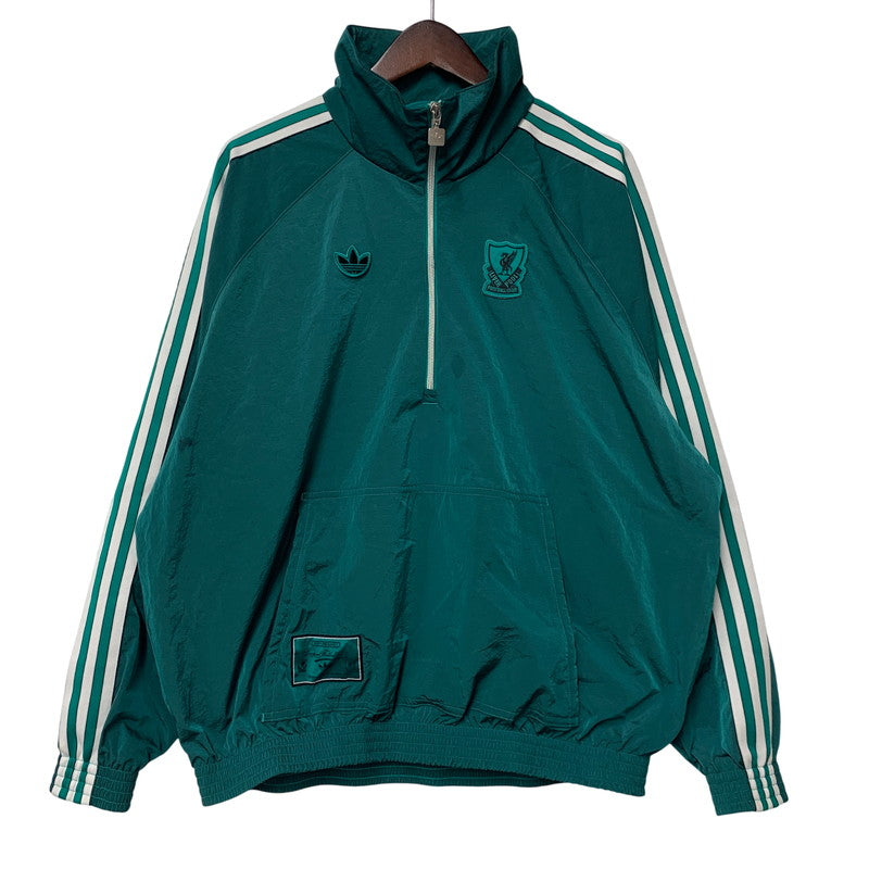 【中古品】【メンズ】 adidas アディダス LIVERPOOL FC TERRACE ICONS HALF-ZIP JACKET JW5474 リバプールFC テラスアイコン ハーフジップ ジャケット 148-260607-as-15-izu サイズ：L カラー：グリーン 万代Net店
