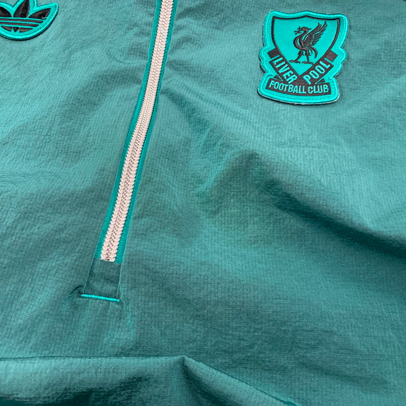 【中古品】【メンズ】 adidas アディダス LIVERPOOL FC TERRACE ICONS HALF-ZIP JACKET JW5474 リバプールFC テラスアイコン ハーフジップ ジャケット 148-260607-as-15-izu サイズ：L カラー：グリーン 万代Net店