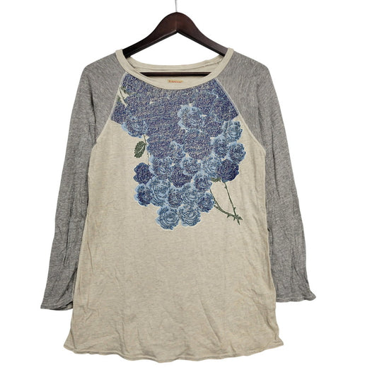 【中古品】【メンズ】 KAPITAL キャピタル BLUE ROSE TEE ブルーローズ Tシャツ トップス 140-260614-as-04-izu サイズ：1(S) カラー：ベージュ系×グレー 万代Net店