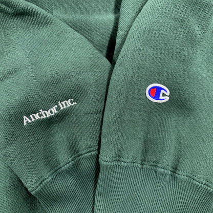 【中古美品】【メンズ】 MERCEDES ANCHOR メルセデスアンカー × CHAMPION チャンピオン REVERSE WEAVE CREW SWEAT SHIRT C8-C027 リバースウィーブ クルー スウェット 142-260607-as-20-izu サイズ：L カラー：グリーン 万代Net店