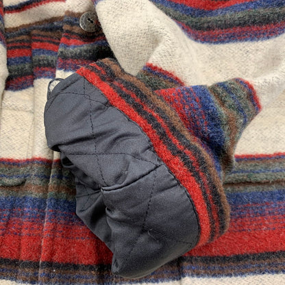 【中古品】【メンズ】 WOOLRICH ウールリッチ BORDER WOOL CHORE COAT ボーダー ウール チョア コート ジャケット USA製 146-260608-as-15-izu サイズ：L カラー：マルチカラー 万代Net店