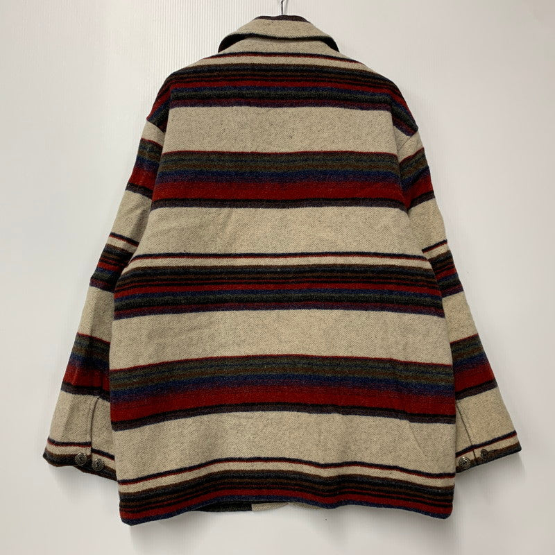 【中古品】【メンズ】 WOOLRICH ウールリッチ BORDER WOOL CHORE COAT ボーダー ウール チョア コート ジャケット USA製 146-260608-as-15-izu サイズ：L カラー：マルチカラー 万代Net店