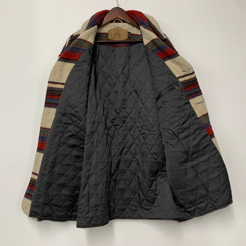 【中古品】【メンズ】 WOOLRICH ウールリッチ BORDER WOOL CHORE COAT ボーダー ウール チョア コート ジャケット USA製 146-260608-as-15-izu サイズ：L カラー：マルチカラー 万代Net店
