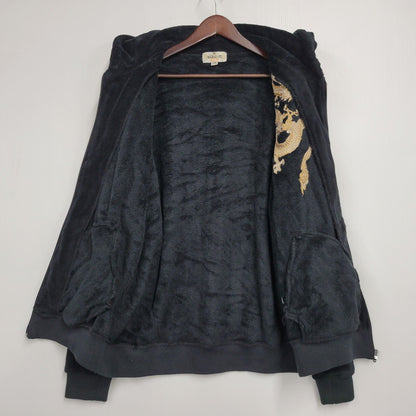 【中古品】【メンズ】 絡繰魂 カラクリダマシイ FLEECE ZIP UP HOODIE 231501-P フリース ジップアップ フーディ パーカー 龍刺繍 145-260614-as-12-izu サイズ：XXL カラー：ブラック 万代Net店