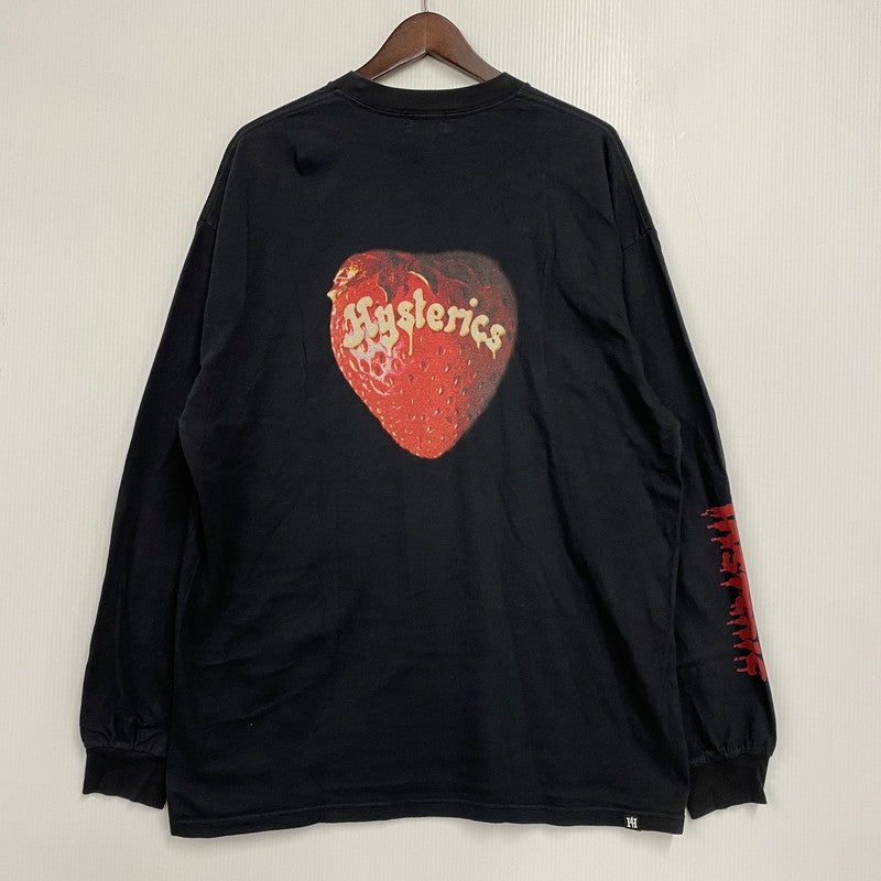 【中古品】【メンズ】 HYSTERIC GLAMOUR ヒステリックグラマー SKULL BERRY PRINT LS TEE スカルベリー プリント ロングスリーブ Tシャツ トップス 140-260617-kh-03-izu サイズ：XL カラー：ブラック 万代Net店
