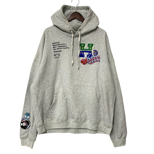【中古品】【メンズ】 HYSTERIC GLAMOUR ヒステリックグラマー × GENZAI ゲンザイ SAGARA COLLAGE HOODIE GZ1184 サガラ カレッジ フーディ パーカー 140-260608-as-03-izu サイズ：L カラー：グレー 万代Net店