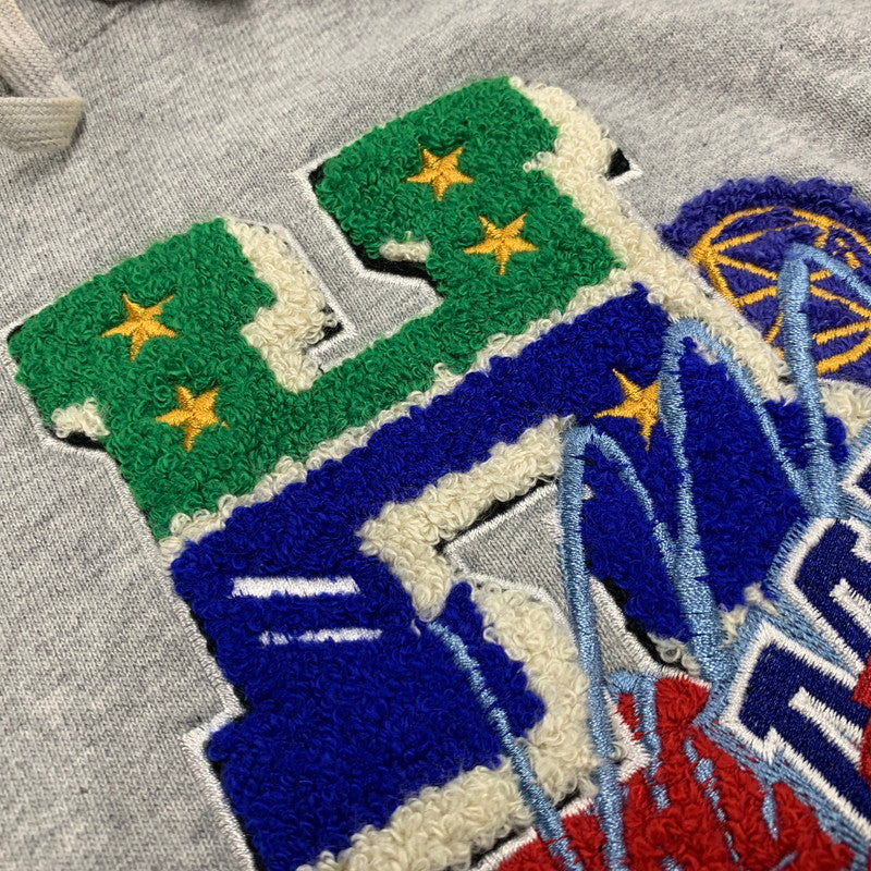 【中古品】【メンズ】 HYSTERIC GLAMOUR ヒステリックグラマー × GENZAI ゲンザイ SAGARA COLLAGE HOODIE GZ1184 サガラ カレッジ フーディ パーカー 140-260608-as-03-izu サイズ：L カラー：グレー 万代Net店