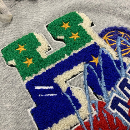 【中古品】【メンズ】 HYSTERIC GLAMOUR ヒステリックグラマー × GENZAI ゲンザイ SAGARA COLLAGE HOODIE GZ1184 サガラ カレッジ フーディ パーカー 140-260608-as-03-izu サイズ：L カラー：グレー 万代Net店