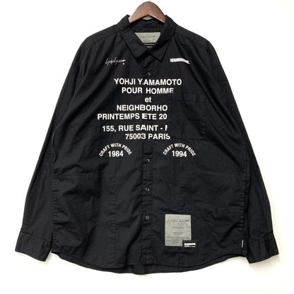 【中古品】【メンズ】 Yohji Yamamoto ヨウジヤマモト × NEIGHBORHOOD ネイバーフッド PRINT SHIRT LS HP-B95-054 242BEYYN-SHM01S プリント シャツ ロングスリーブ 長袖 140-260608-as-12-izu サイズ：XL カラー：ブラック 万代Net店