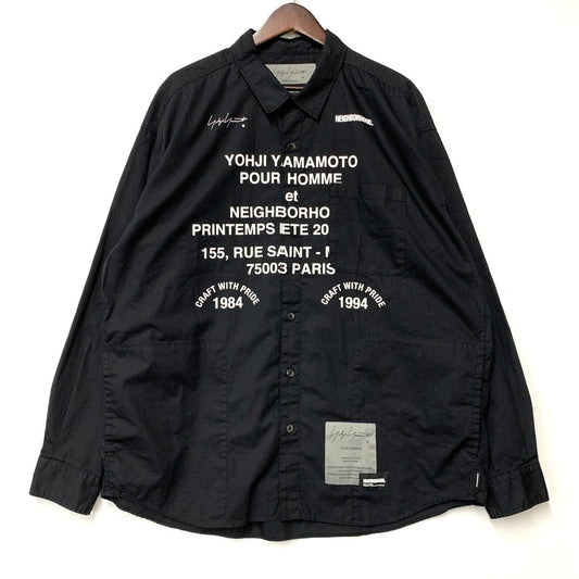 【中古品】【メンズ】 Yohji Yamamoto ヨウジヤマモト × NEIGHBORHOOD ネイバーフッド PRINT SHIRT LS HP-B95-054 242BEYYN-SHM01S プリント シャツ ロングスリーブ 長袖 140-260608-as-12-izu サイズ：XL カラー：ブラック 万代Net店