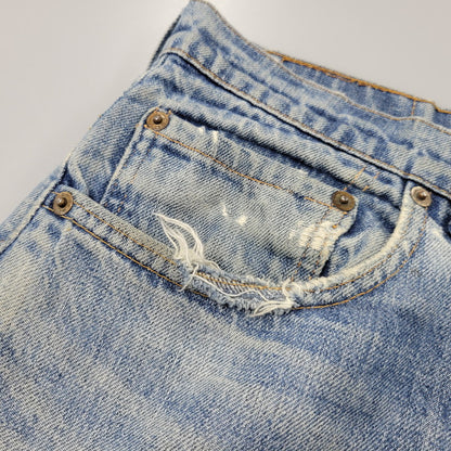 【現状渡し品】【メンズ】 Levi's リーバイス 42TALON ZIP BIG-E BOOT CUT DENIM PANTS 517-0217 刻印16 ブーツカット デニムパンツ 不均等V クロカン バックポケット裏チェーン ジーンズ 157-260617-as-05-izu カラー：ライトインディゴ 万代Net店